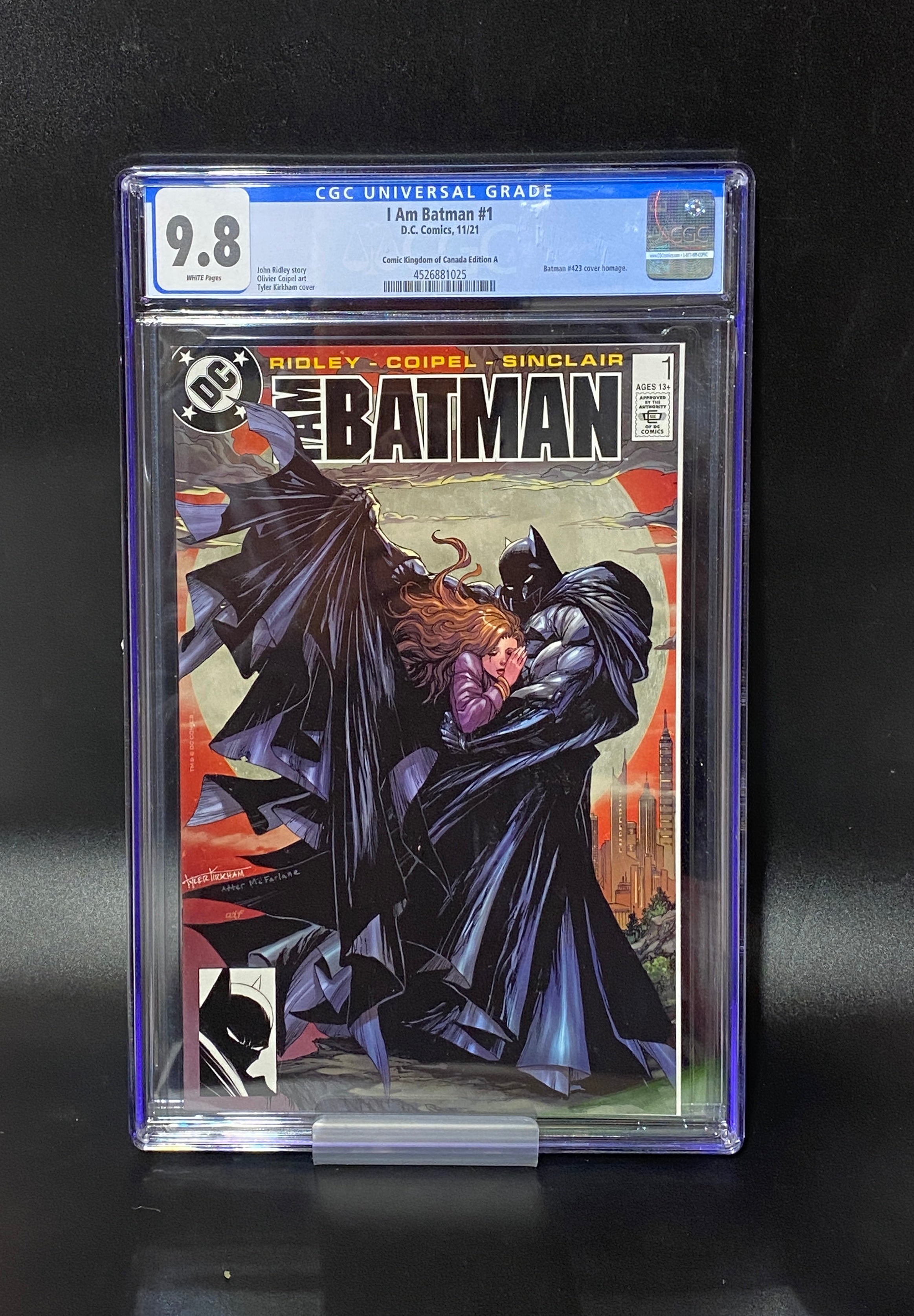 I Am Batman #1 (2021) CGC 9.8 Kirkham Trade Variant Batman #423 Homage