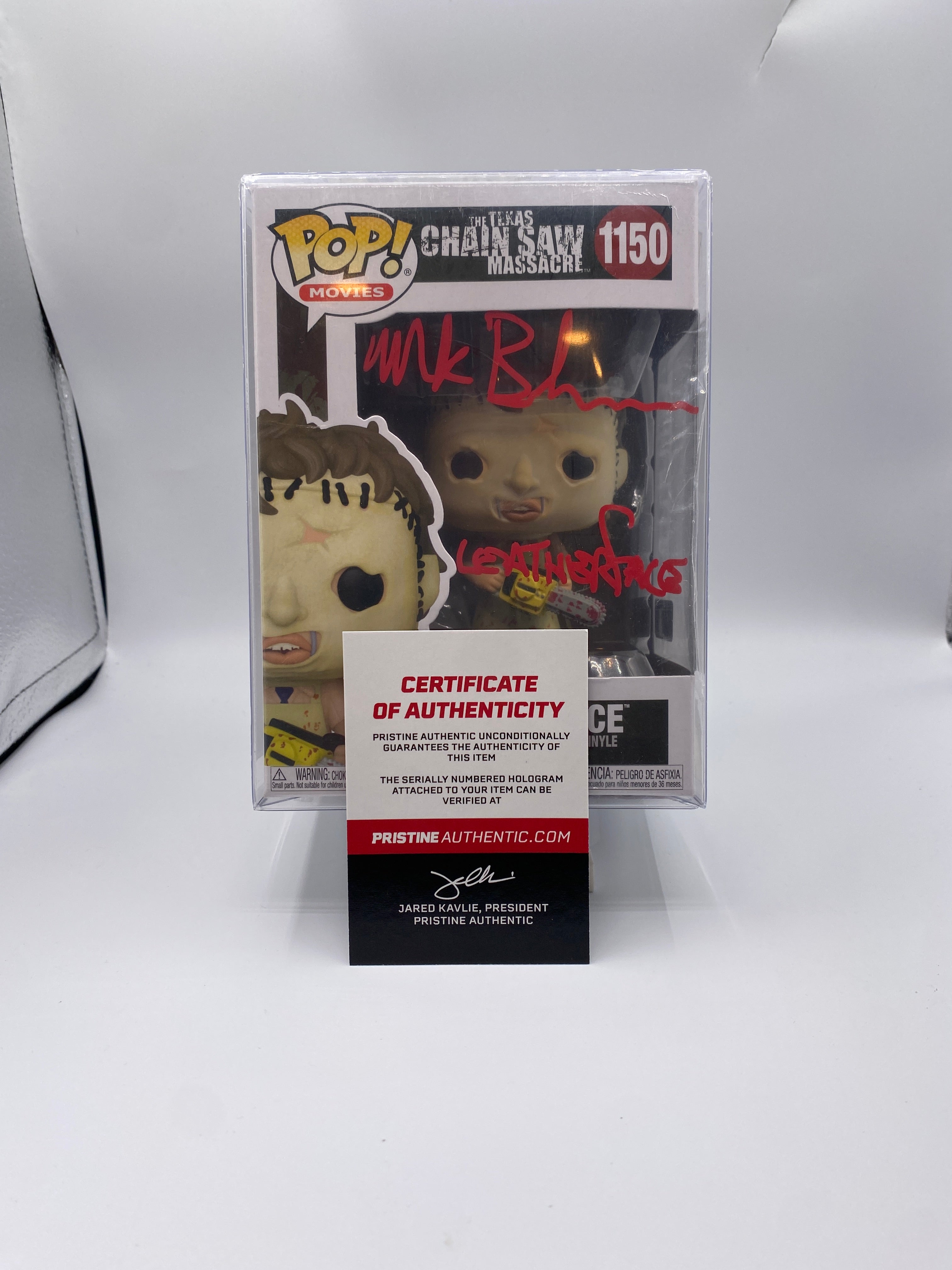 Funko Pop #1150 Leatherface (2022) Signed by Mark Burnham Pristine COA w/Hard Stack