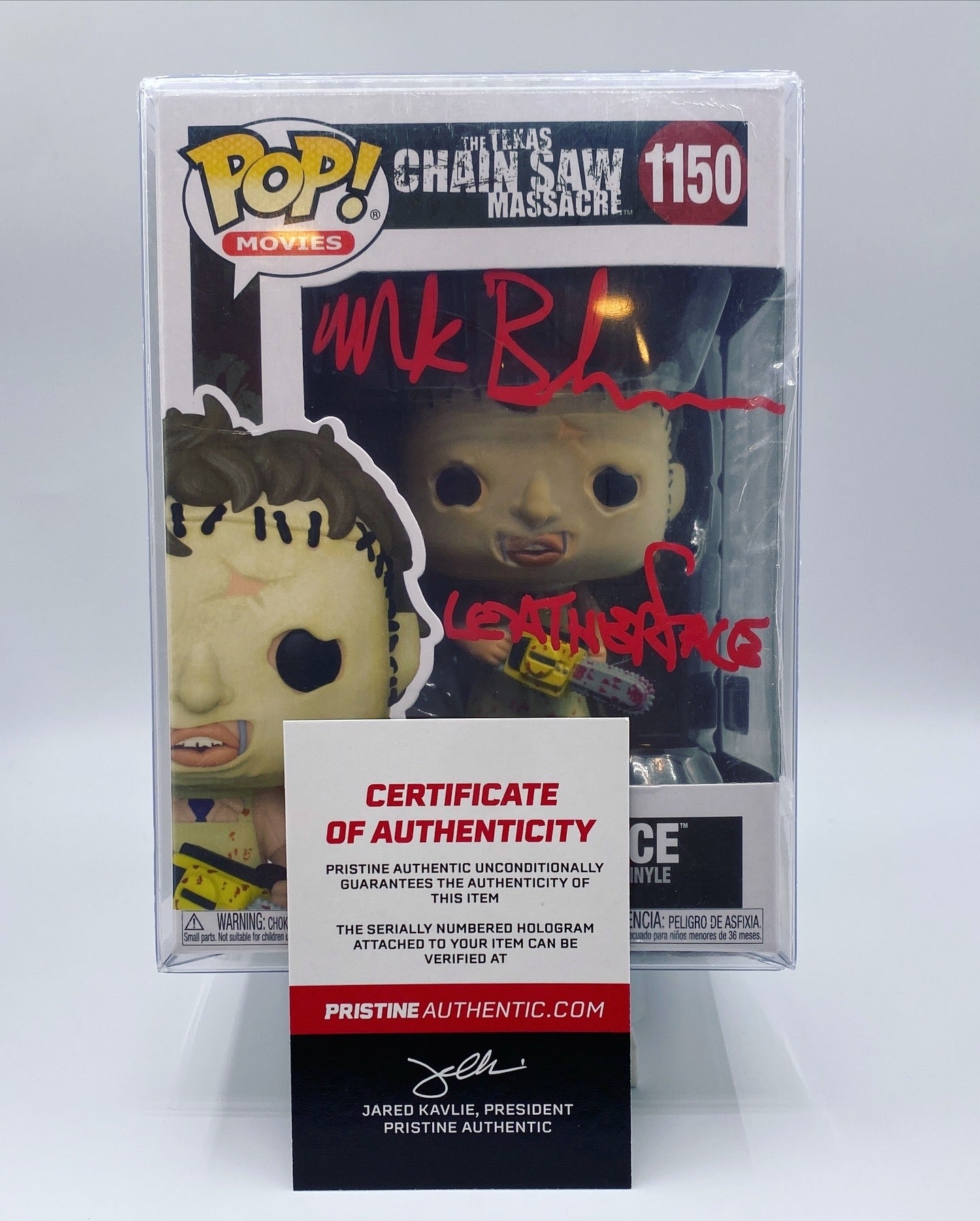 Funko Pop #1150 Leatherface (2022) Signed by Mark Burnham Pristine COA w/Hard Stack