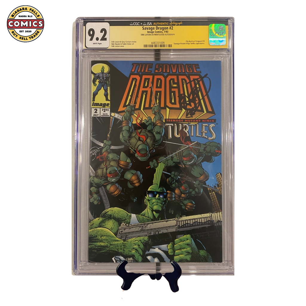 Savage Dragon #2 (1993) CGC SS 9.2 Signed by Erik Larsen – TMNT Crossover