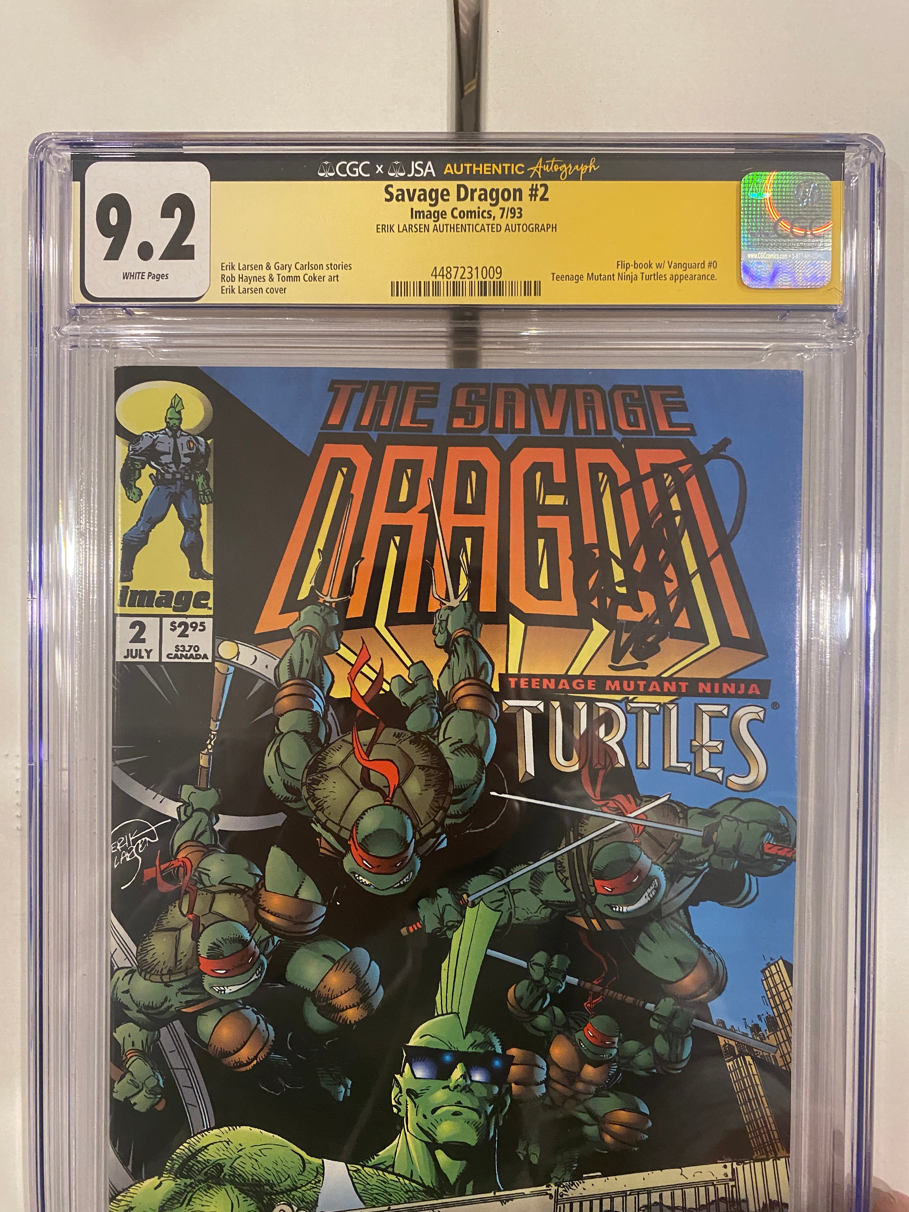 Savage Dragon #2 (1993) CGC SS 9.2 Signed by Erik Larsen – TMNT Crossover